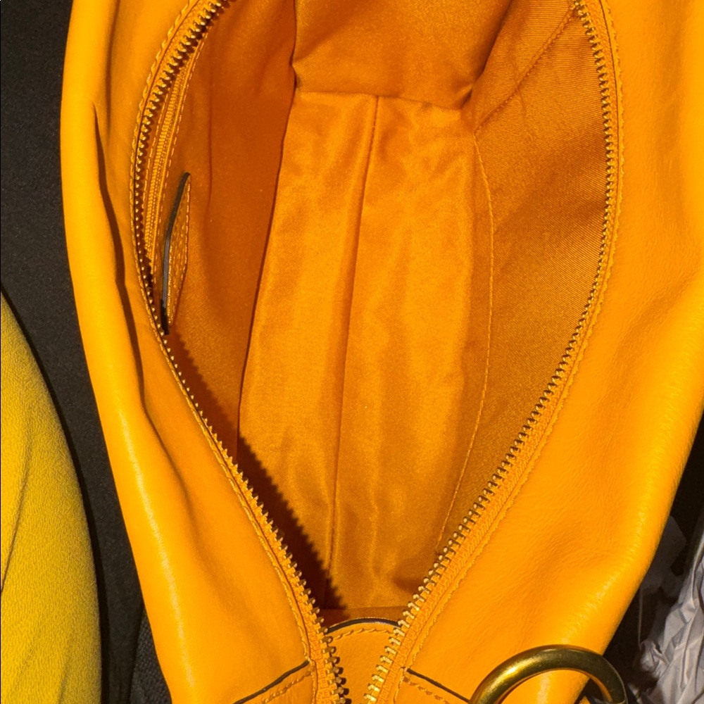 Fossil Allie Satchel Mustard Yellow Leather Shoulder Bag NWOT missing key - Picture 5 of 5